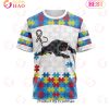 NRL Penrith Panthers Custom Name Number Autism Awareness T-Shirt