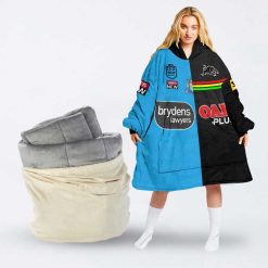 NRL Penrith Panthers Custom Name Number Half Split Jersey Fleece Oodie