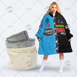 NRL Penrith Panthers Custom Name Number Half Split Jersey Fleece Oodie V2