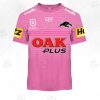 NRL Penrith Panthers Custom Name Number Pink 2021 Away Jersey T-Shirt