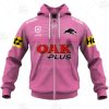 NRL Penrith Panthers Custom Name Number Pink 2021 Away Jersey Zip Up Hoodie