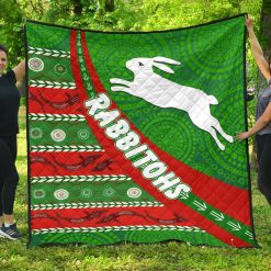 Alternative view of NRL South Sydney Rabbitohs Aboriginal Victorian Vibes Quilt Blanket
