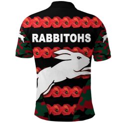 Alternative view of NRL South Sydney Rabbitohs ANZAC Day Poppy Flower Polo Shirt