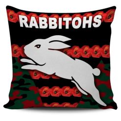 NRL South Sydney Rabbitohs ANZAC Day Poppy Flower Square Pillow Case