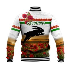 Alternative view of NRL South Sydney Rabbitohs ANZAC Poppy Flowers - White Baseball Jacket