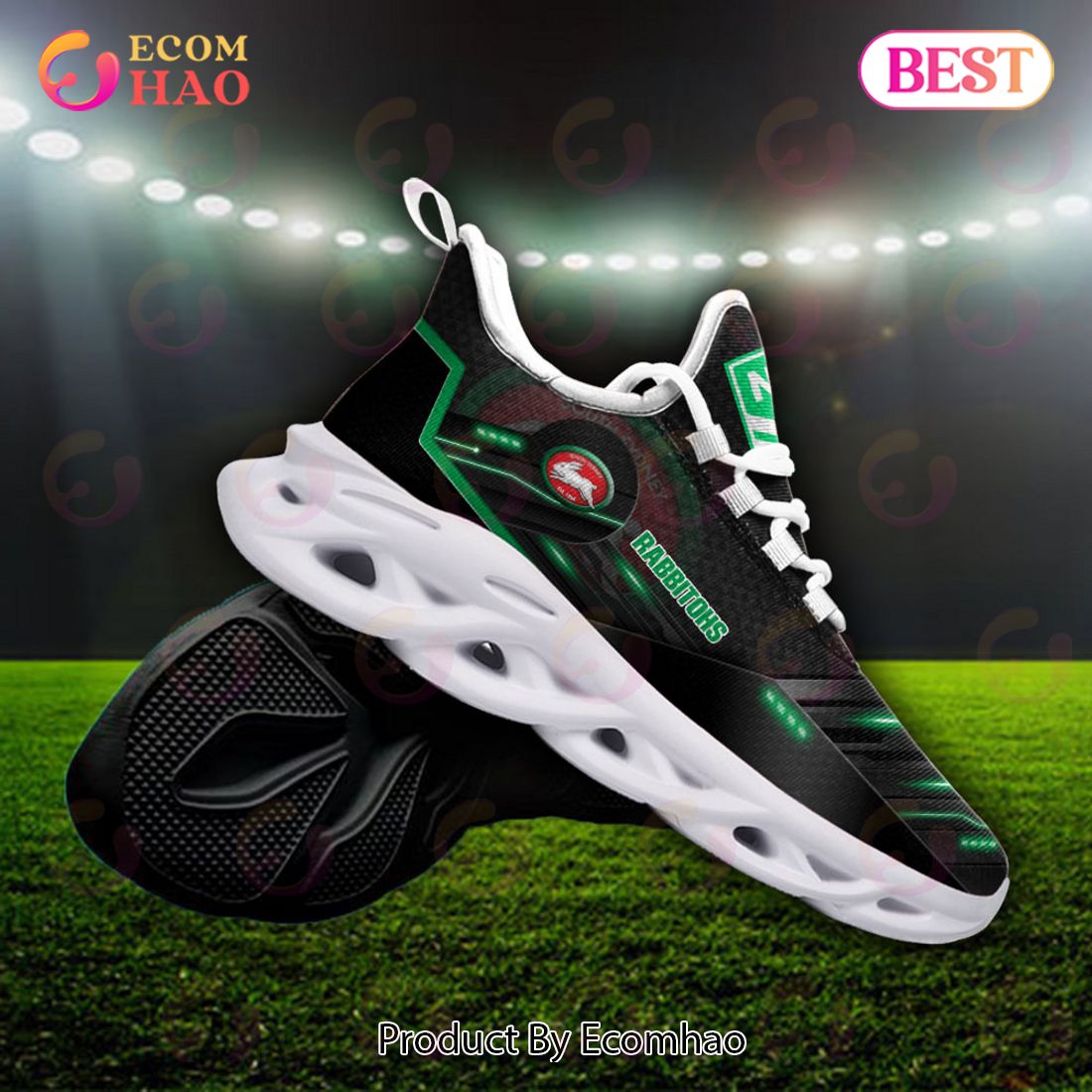 NRL South Sydney Rabbitohs Custom Name 2023 New Max Soul Shoes V3 - Image 3