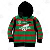 NRL South Sydney Rabbitohs Custom Name Number 2021 Home Jersey Kids Zip Up Hoodie