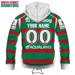 Alternative view of NRL South Sydney Rabbitohs Custom Name Number 2023 Away Jersey Zip Up Hoodie