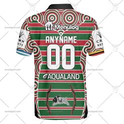 Alternative view of NRL South Sydney Rabbitohs Custom Name Number 2023 Indigenous Jersey Polo Shirt