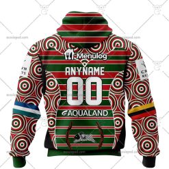 Alternative view of NRL South Sydney Rabbitohs Custom Name Number 2023 Indigenous Jersey Pullover Hoodie