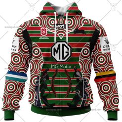 NRL South Sydney Rabbitohs Custom Name Number 2023 Indigenous Jersey Zip Up Hoodie