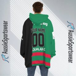 Alternative view of NRL South Sydney Rabbitohs Custom Name Number 2023 Mix Jersey Fleece Oodie