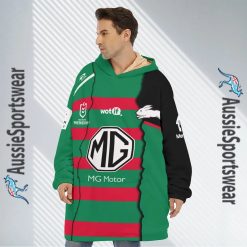 NRL South Sydney Rabbitohs Custom Name Number 2023 Mix Jersey Fleece Oodie