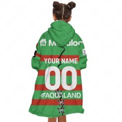 NRL South Sydney Rabbitohs Custom Name Number 2023 Mix Jersey V2 Fleece Oodie - Image 5