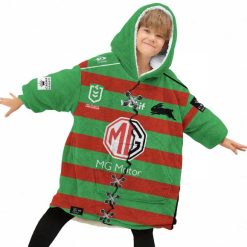 NRL South Sydney Rabbitohs Custom Name Number 2023 Mix Jersey V2 Fleece Oodie - Image 4