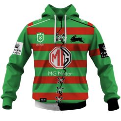 Alternative view of NRL South Sydney Rabbitohs Custom Name Number 2023 Mix Jersey V2 Pullover Hoodie