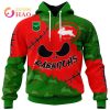 NRL South Sydney Rabbitohs Custom Name Number Halloween Zip Up Hoodie V2