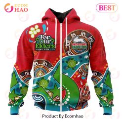NRL South Sydney Rabbitohs Custom Name Number Special Design NAIDOC Zip Up Hoodie