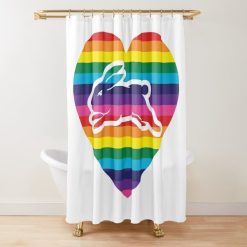 NRL South Sydney Rabbitohs White Heart Shower Curtain
