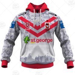 NRL St. George Illawarra Dragons Custom Name Number 2021 ANZAC Day Jersey Pullover Hoodie