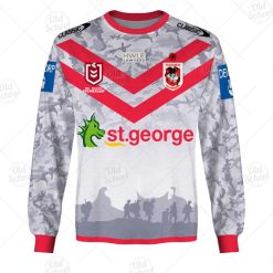 NRL St. George Illawarra Dragons Custom Name Number 2021 ANZAC Day Jersey Sweatshirt