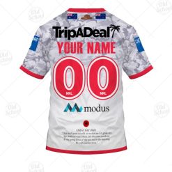 Alternative view of NRL St. George Illawarra Dragons Custom Name Number 2021 ANZAC Day Jersey T-Shirt