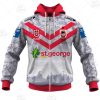NRL St. George Illawarra Dragons Custom Name Number 2021 ANZAC Zip Up Hoodie