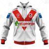 NRL St. George Illawarra Dragons Custom Name Number 2021 Home Jersey Zip Up Hoodie