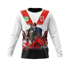 NRL St. George Illawarra Dragons Custom Name Number 2022 ANZAC Day Sweatshirt