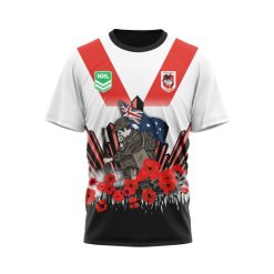 NRL St. George Illawarra Dragons Custom Name Number 2022 ANZAC Day T-Shirt