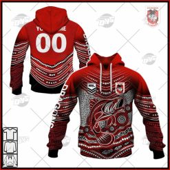 NRL St. George Illawarra Dragons Custom Name Number 2022 Indigenous Fishing Jersey Pullover Hoodie
