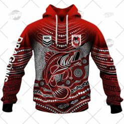 Alternative view of NRL St. George Illawarra Dragons Custom Name Number 2022 Indigenous Fishing Jersey Pullover Hoodie