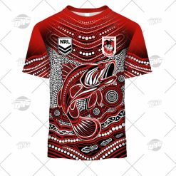NRL St. George Illawarra Dragons Custom Name Number 2022 Indigenous Fishing Jersey T-Shirt