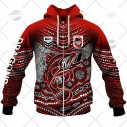 NRL St. George Illawarra Dragons Custom Name Number 2022 Indigenous Fishing Jersey Zip Up Hoodie