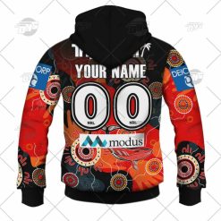 Alternative view of NRL St. George Illawarra Dragons Custom Name Number 2022 Indigenous Jersey Zip Up Hoodie