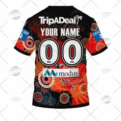 Alternative view of NRL St. George Illawarra Dragons Custom Name Number 2022 Indigenous Jersey T-Shirt