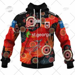 NRL St. George Illawarra Dragons Custom Name Number 2022 Indigenous Jersey Zip Up Hoodie