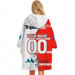 Alternative view of NRL St. George Illawarra Dragons Custom Name Number 2023 Mix Jersey V2 Fleece Oodie