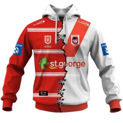 Alternative view of NRL St. George Illawarra Dragons Custom Name Number 2023 Mix Jersey V2 Pullover Hoodie
