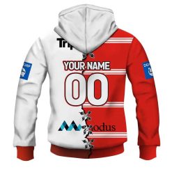 Alternative view of NRL St. George Illawarra Dragons Custom Name Number 2023 Mix Jersey V2 Zip Up Hoodie