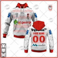 NRL St. George Illawarra Dragons Custosm Name Number 2022 Captains Run Charity Shield Jersey Pullover Hoodie