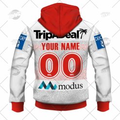 Alternative view of NRL St. George Illawarra Dragons Custosm Name Number 2022 Captains Run Charity Shield Jersey Zip Up Hoodie