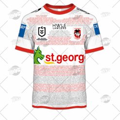 NRL St. George Illawarra Dragons Custosm Name Number 2022 Captains Run Charity Shield Jersey T-Shirt