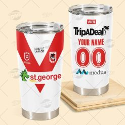 Alternative view of NRL St. George Illawarra Dragons Custosm Name Number 2022 Home Jersey Tumbler