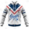 NRL Sydney Roosters Custom Name Number 2021 Away Jersey Zip Up Hoodie