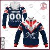 NRL Sydney Roosters Custom Name Number 2022 Home Jersey Pullover Hoodie