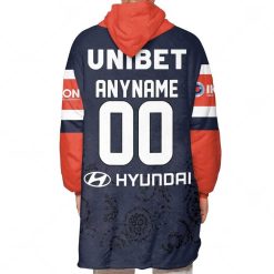 Alternative view of NRL Sydney Roosters Custom Name Number 2023 Indigenous Jersey Fleece Oodie