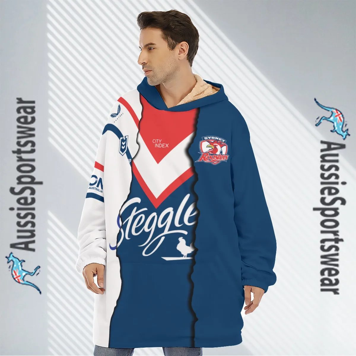 NRL Sydney Roosters Custom Name Number 2023 Mix Jersey Fleece Oodie