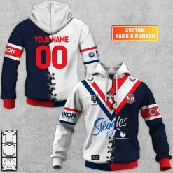 NRL Sydney Roosters Custom Name Number 2023 Mix Jersey V2 Pullover Hoodie