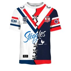 NRL Sydney Roosters Custom Name Number 2023 Mix Jersey V2 T-Shirt